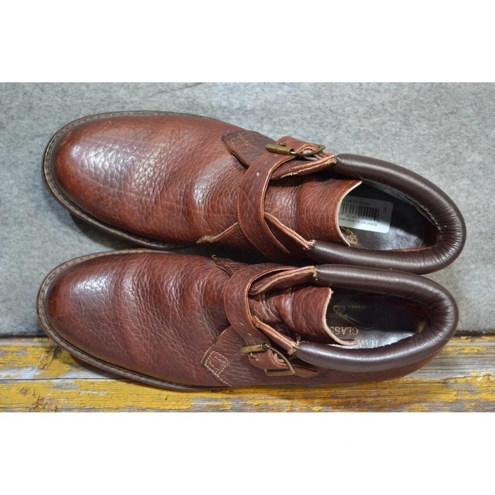 Vintage Hawthorne Classics Boots Mens 12AA Brown Leather Biker Buckle Vibram USA